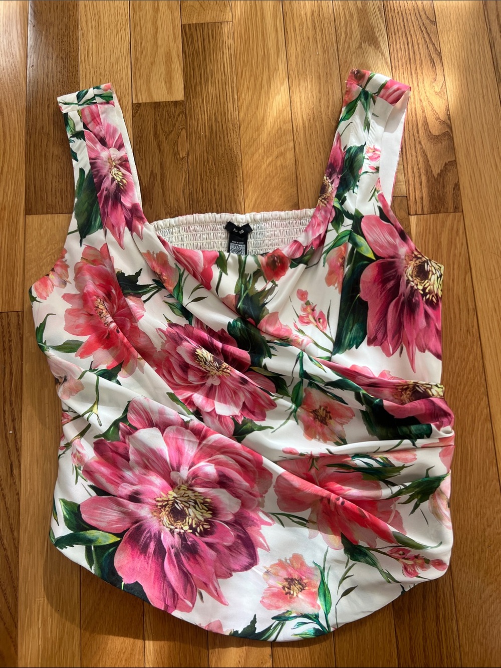 Express White Floral Pink Sleeveless Camisole
